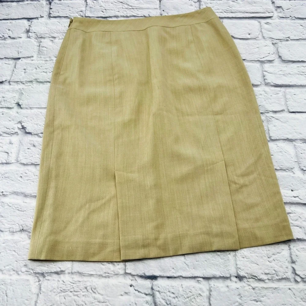 Lafayette 148 New York Tan Wool Pencil Skirt Size 6 Classic Career Wear